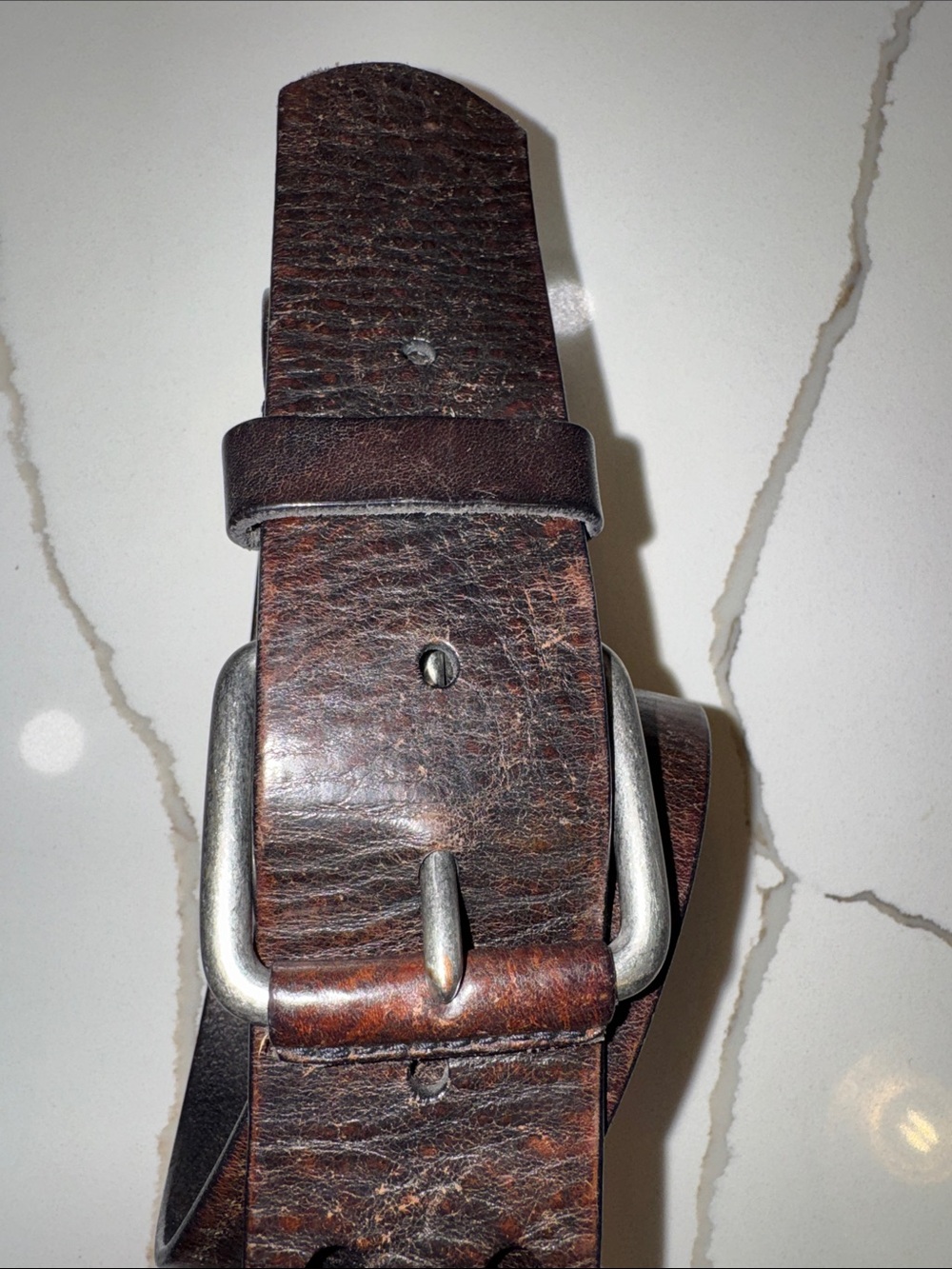 Lauren Ralph Lauren Distressed Dark Brown Leather Women's Belt small - Picture 2 of 12